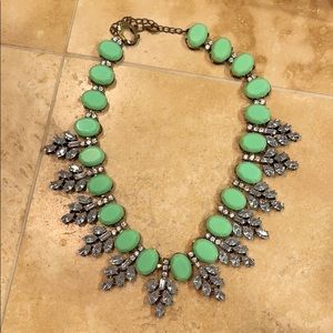Turquoise bead and rhinestone statement necklace